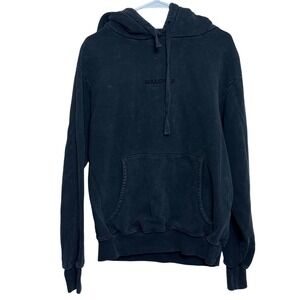 SoulCycle Men Small Vintage Wash Cotton Hoodie Charcoal Black USA Distressed Y2K